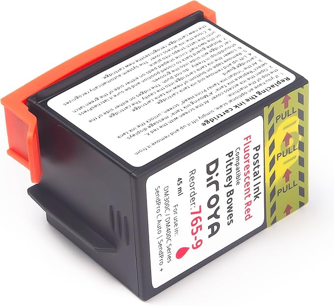 765-9 Ink Cartridge High Yield Replacement for Compatible Pitney Bowes SendPro C Auto DM300c DM400c DM450c DM475c and G900 Postage Meter Red Ink Fluorescent