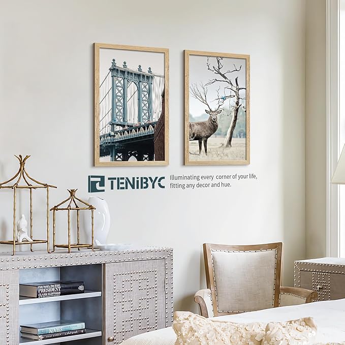 14x24 Poster Frame Set - 4 Pack, Natural Solid Wood, Elegant Wood Grain Picture Frame, Wall Gallery Frame