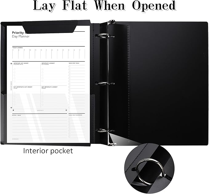 360° Pivotable 3 Ring Binder, Upgraded Foldable Binders 1 inch 12 Pack, Thin Small Three Ring Binder Fits 8.5" x 11", for Home, School and Office- Black, Purple, Pink, Blue, Green, Red