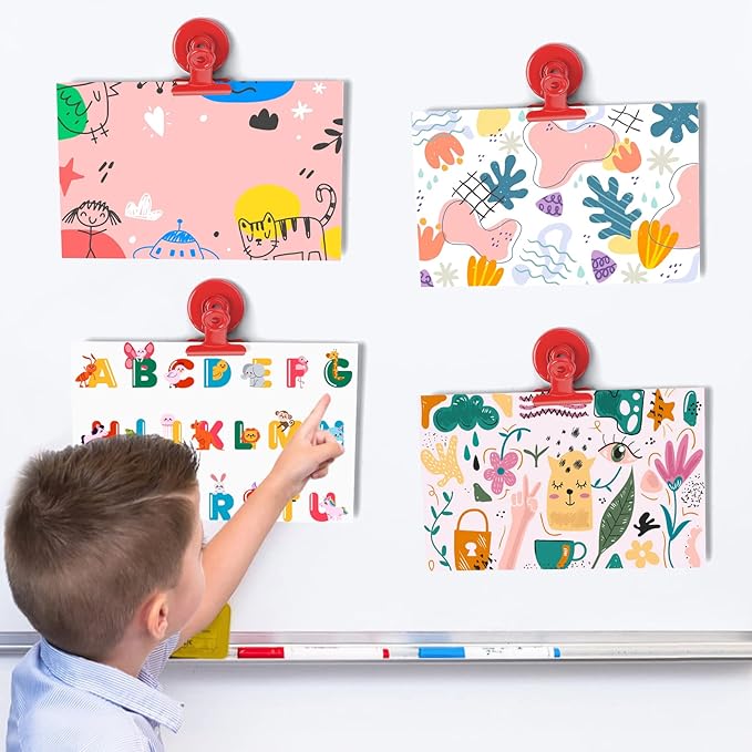 VNDUEEY 20 Pack Magnetic Paper Clip Dispenser Holder, Paperclip Dispenser for Desk, School, Office, Fridge Magnets Refrigerator Magnets, Magnet Clips for Whiteboard Locker (Red)