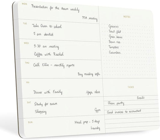 Elegant Weekly Planner Notepad, Undated, 11.22" x 7.87", 52 Sheets (Whole Year), Gold Foil, Tear Off Sheets, Minimalist Work Planner Pad, Weekly To Do List Notepad, Eco-friendly, FSC™ Certified Weekly Desk Planner