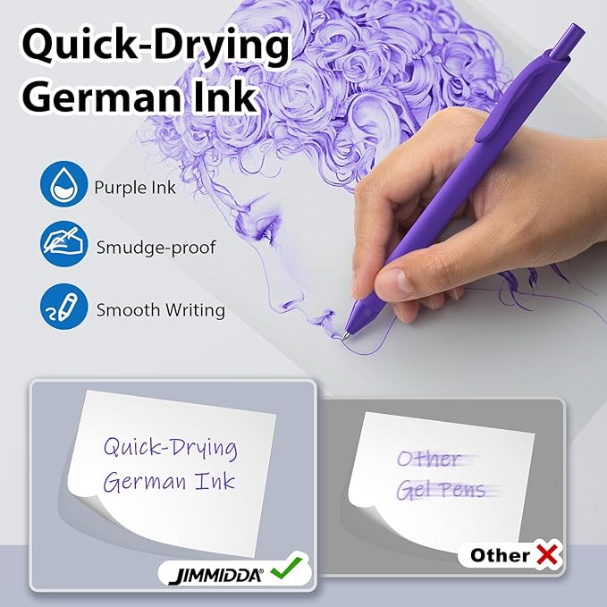 52 Pcs Pens Bulk - 1.0MM Ballpoint Pens Purple Ink | Medium Point Smooth Writing, No Bleed Retractable Ball Point Pen for Office School (Purple - 52Pcs)