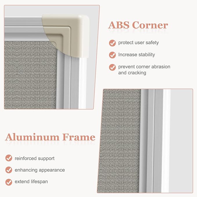 Double-Sided Large Cork Board with Linen, 48" x 36" Foldable Hanging Aluminum Framed Bulletin Board, Vision Board Pin Board Corkboards for Walls, Office, School Decor, 20 Pushpins