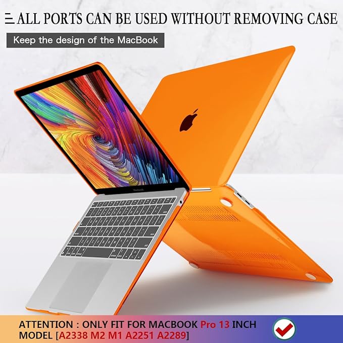 CISSOOK for MacBook Pro 13 inch Case Orange A2338 A2251 A2289 2020-2025 Release, Hard Shell Case with Keyboard Cover for MacBook Pro 13 Inch M1 M2 -Orange