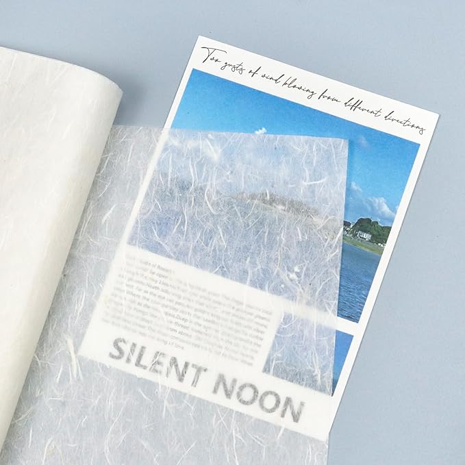 50/100 Sheets FIVEIZERO A4 Mulberry Paper Sheets Natural Fiber Rice Papers,8.3x11.7in Natural Decoupage Tissue Paper for Writing Painting, Decorative &Card Making Papers DIY Craft