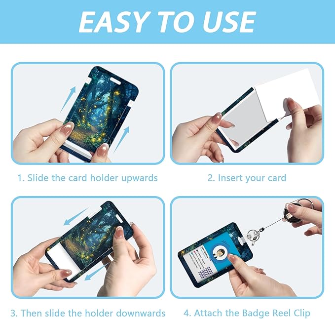 Gctriki Forest Fireflies Lanyards for ID Badges, Retractable Badge Holder with Heavy Duty Clip Keychain, Cruise Ship Cards Holder Name Tag ID Card, Teacher Nurse Women Men Security Staff Office Gift