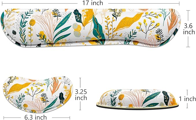 Dapesuom Enlarge Keyboard Wrist Rest, Memory Foam Wrist Cushion for Desk Mats Support, Typing Pain Relief Keyboard Mouse Pad Rests Set with Non-Slip Base for Gaming Laptop Computer, Watercolor Floral