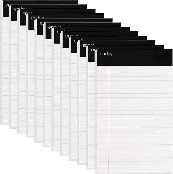 Emraw White Jr. Perforated Edge Legal Ruled Universal 50 Sheets Letter Writing Pad- 50 Ct. 5" x 8" inch (Pack of 12)