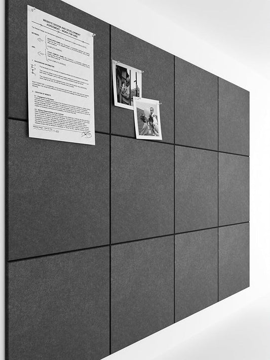 Bumusty Large Cork Board 47"x35" Alternative - 12 Pack Felt Wall Tiles with 70 Safe Removable Adhesive Tabs, 30 Pushpins, Cork Boards for Walls Pin Board Bulletin Board Office Decor (Charcoal Gray)