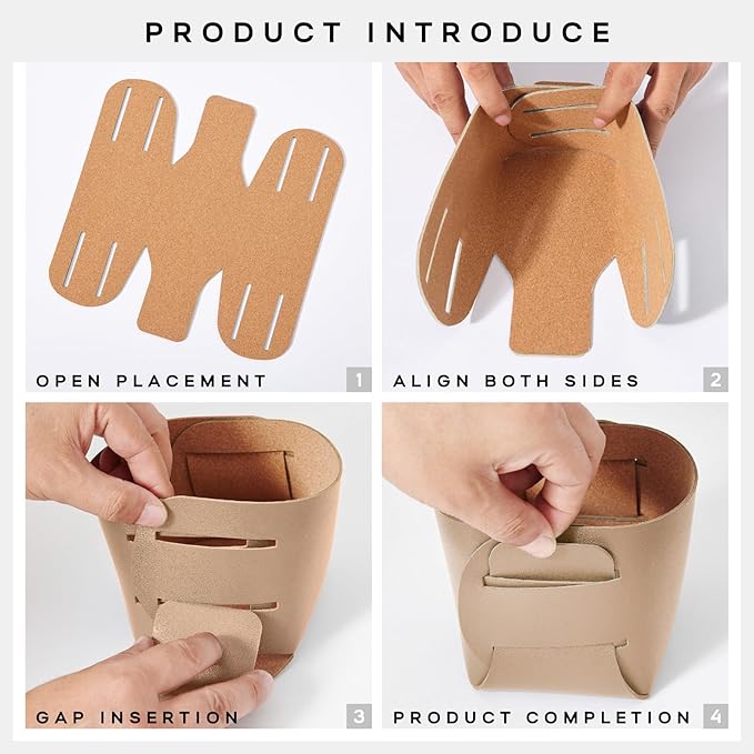 HOMIEAZICOZI 2-Pack Cork Leather Desk Accessories Storage - Pencil Pen Holder - Makeup Brush Holder Organizer - Stylish Addition to Home Decor (Apricot)