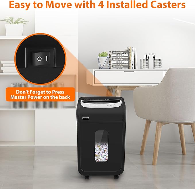 Paper Shredder for Home Office Heavy Duty with 60 Mins Running with US Patented Cutter,Shred CD/Card with Extra Large Bin,AUTO Jam Proof(ETL) (25-Sheet Cross Cut)