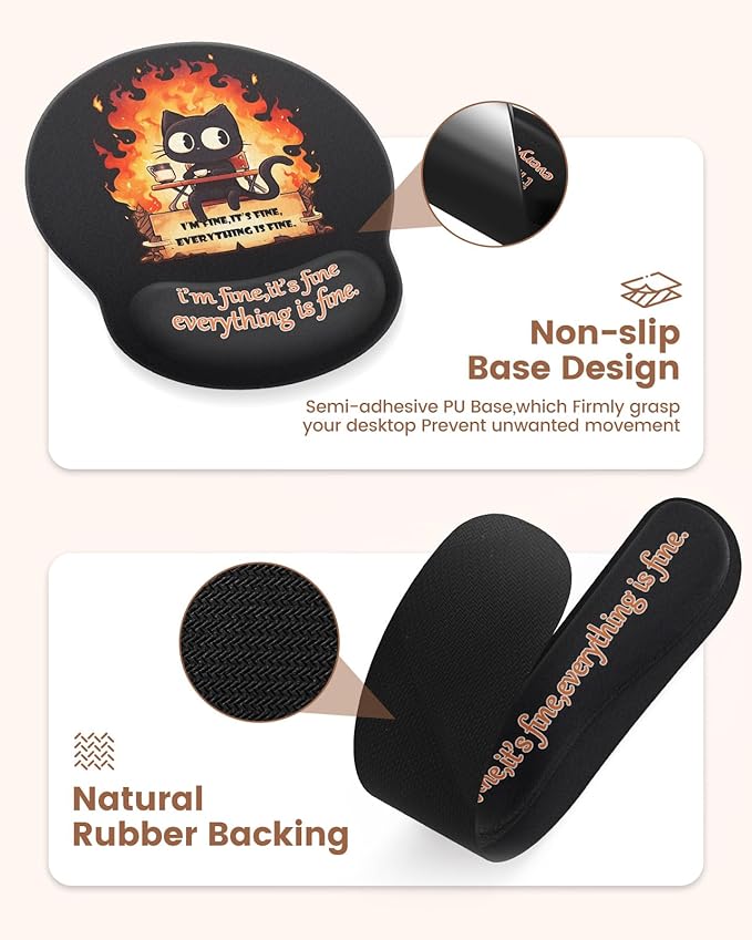 HAOCOO Memory Foam Ergonomic Keyboard Wrist Rest with Mouse Pad Wrist Support, Stitched Edges Large Gaming Desk Mat with Coaster 4-in-1 Set, Non-Slip Base Desk Protector Mat for Office Supplies