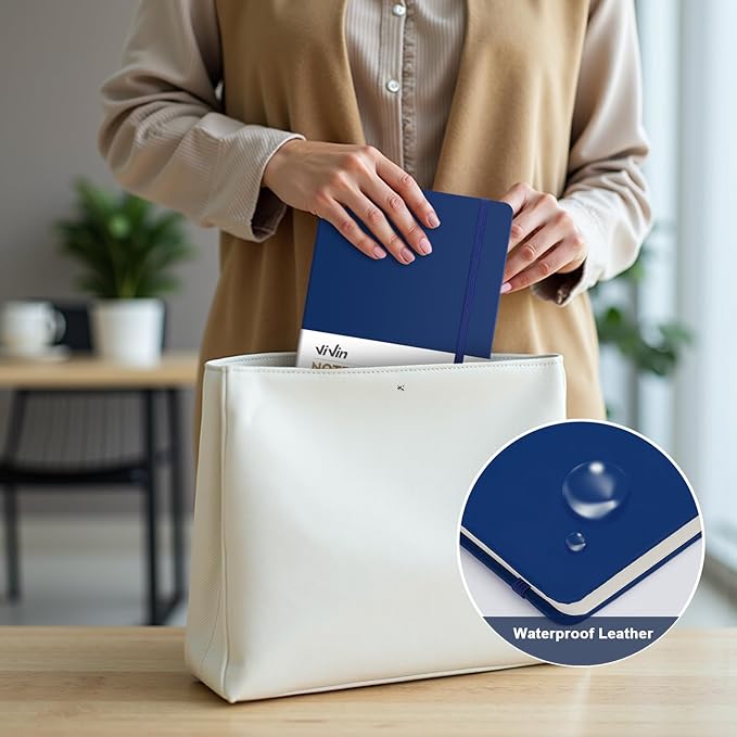 ViVin Lined Journal Notebooks for Work, 192 Pages, Medium 5.5 x 8.3 inch, College Ruled, A5 Hardcover Journaling Notebooks for Writing, 8 Pack Bulk