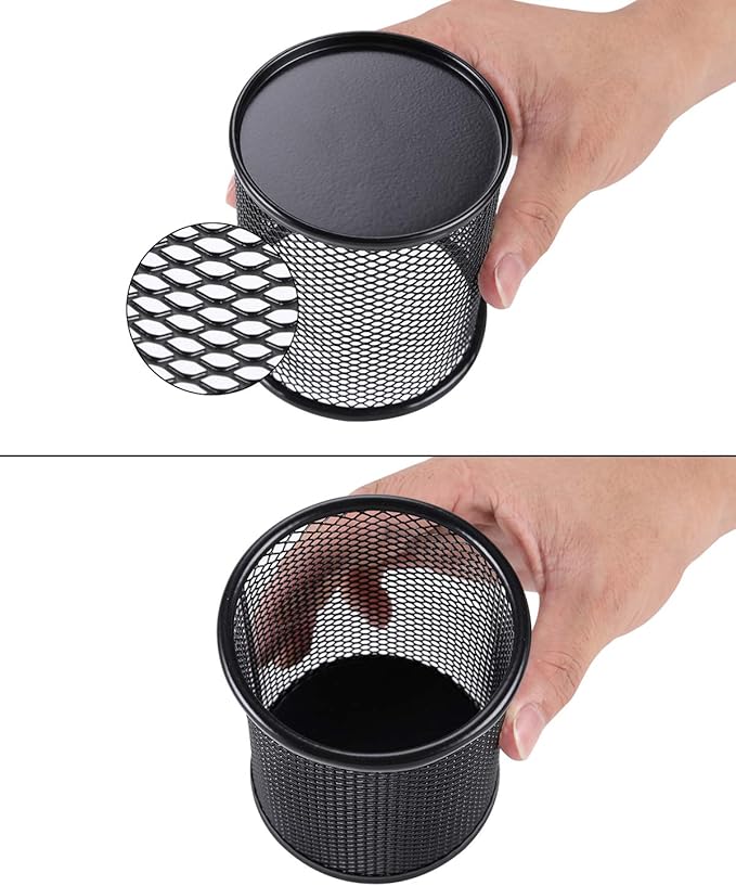 EasyPAG Metal Mesh Pen Holder for Desk Office Black 2 Pack Pencil Holder, Pen Holder Cup, Pencil Cup Holder, Pen Organizer