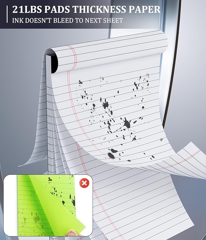 Legal Pads 5x8 Small Note Pads 5x8 Notepads for Work, 6 Pack Writing Pads 5x8 College Ruled Lined Paper Pads, Micro Perforated Decent 80 GSM 5x8 in Legal Note Pad Narrow Ruled, 30 Sheet per Notepad