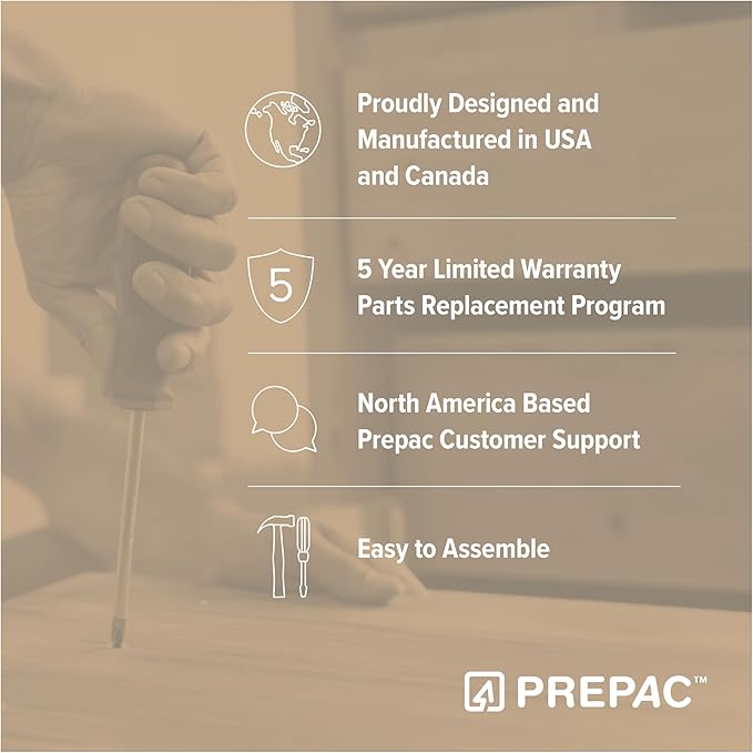 Prepac Moda 5-Tier Tall Wooden Bookcase, Oak Storage Cabinet, Display Cabinet, Bookshelf with Storage Shelves 31.75" W x 80" H x 12" D for Home Office, Living Room, Bedroom Organizer