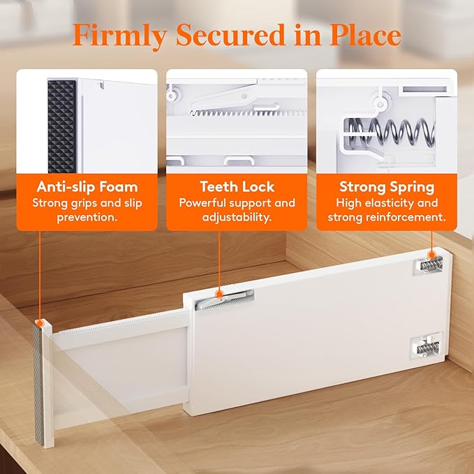 Lifewit 10 Pack Drawer Dividers 5" High, 13.5-22" Adjustable Clothes Organizers, Expandable Dresser Separators in Bedroom/Bathroom/Kitchen/Office