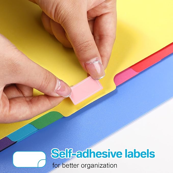 Thenshop 192 Pieces 24 Sets Binder Dividers with Tabs Bulk 8.5 x 11 Inch Write & Erase Big Paper 8 Tab Dividers for 3 Ring Binder(Bright Color)