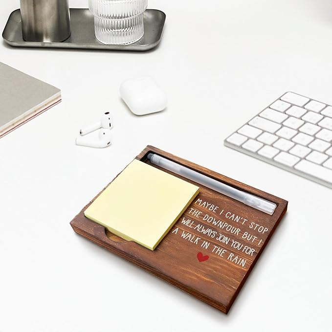 Maybe I Can't Stop The Downpour Friendship Sticky Note Holder, Friend in Need Gift, Tough Time Gift for Bestie, Sister, Friends, Coworker, Self-Stick Note Pad Holders WPP30