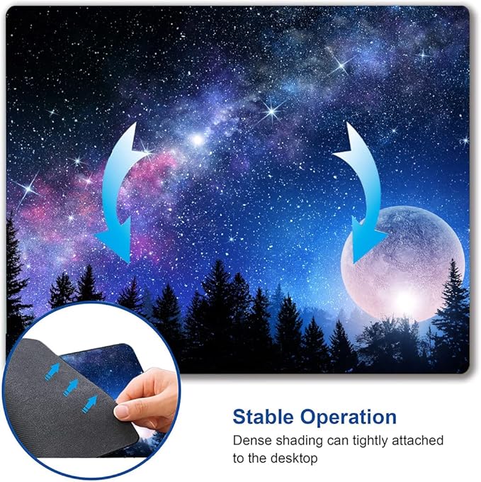 Mouse Pad, Forest Moon Mouse Pad, Washable Square Cloth Mousepad for Gaming Office Laptop, Non-Slip Rubber Cute Computer Mouse Pads for Wireless Mouse, Cute Mouse Pads for Desk