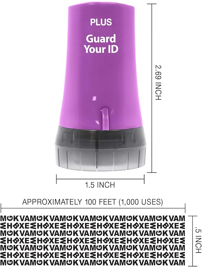 Guard Your ID Advanced Security Roller 2.0 for Identity Theft Prevention Stamping Purple