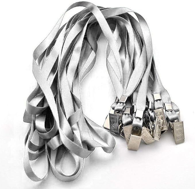 Beebel Gray Lanyards 100 Pack Nylon Flat Badge Lanyard for Id Badge Name Tag (Gray, 100 Pack)