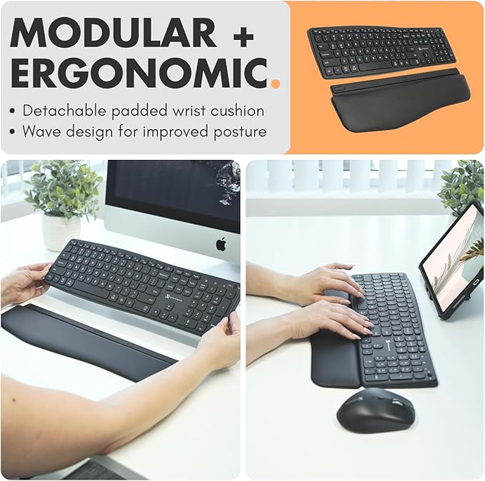 X9 Backlit Wireless Keyboard and Mouse (Bluetooth + 2.4G) Ergonomic Keyboard and Mouse Wireless Combo with Wrist Rest, Rechargeable, Light Up, Full-Size Set for Phone, Computer, Laptop, Windows, Mac