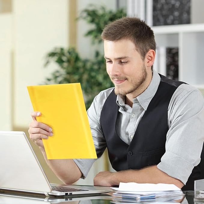 Kraft Bubble Mailers 6×10' Inch 50 Pack Yellow shipping envelopes Self-Seal Padded Mailing Envelopes for Jewelry Makeup Supplies and Small Business Packaging