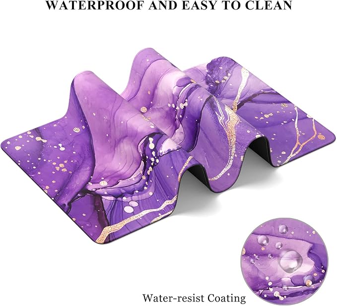 Desk Mat, 32" x 12" XXL Extended Large Gaming Mouse Pad, Desktop Decor Desk Pad, Cute Men Women Office Supplies and Accessories, XL Mouse Mat for Laptop & Keyboard, Purple Marble