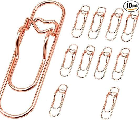 Heart Shaped Metal Pen Clip, Planner Writing Tool Holder, Thickened Carbon Steel, Not Deform/Discolor, for Notebooks Papers Journal Book Planner Jumbo Office Supplies (Rose Gold 10pcs)
