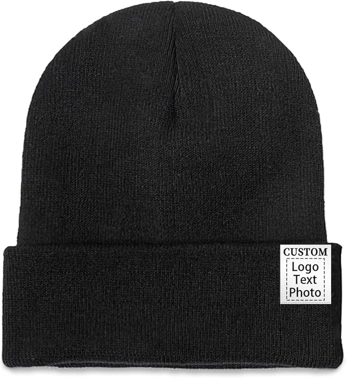 Custom Beanie for Men Women Bulk Custom Winter Hat Beanies with Logo Text Image Personalized Knit Hats Gifts for Business