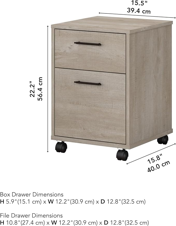 Bush Furniture Key West 2 Drawer Mobile File Cabinet, Rolling File Cabinet for Home Office