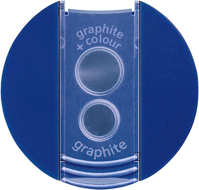 STAEDTLER Mars Lumograph Art Drawing Pencils (Graphite, 12 Pack in Metal Case) with Double Hole Pencil Sharpener