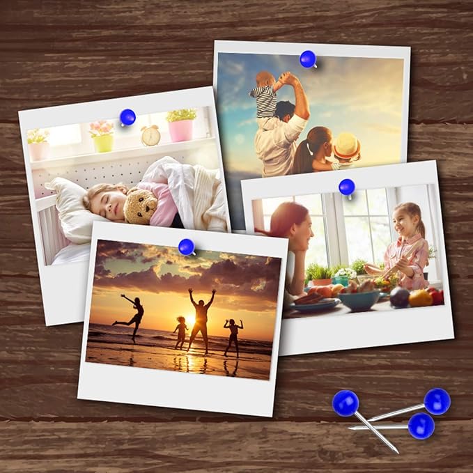 Map Tacks 1/8-Inch Assorted Color Beads Head Map Marking Push Pins,500-count (Blue)