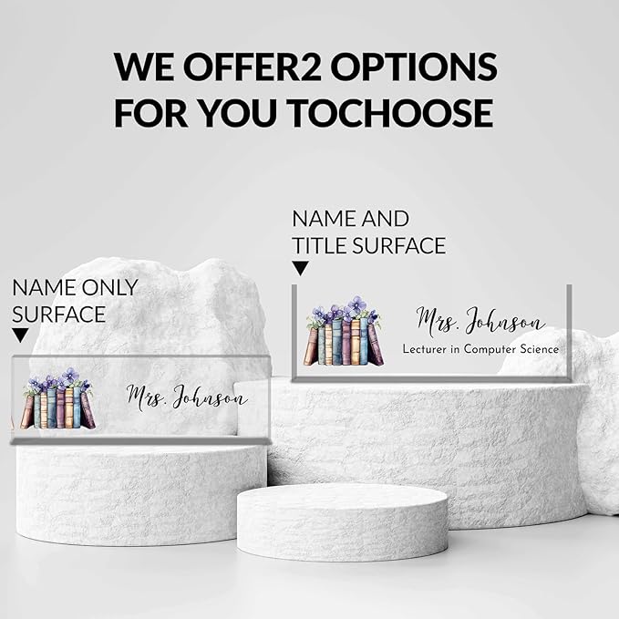 Teacher Desk Name Plate Personalized, Custom Name Plate for Desk, Acrylic Desktop Accessories, Office Gift & Decor for Women Men, Teacher Nurse Boss Employee Appreciation Gifts