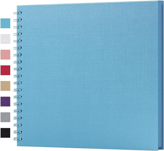 potricher 10 x 10 Inch DIY Scrapbook Album 40 Pages Hardcover Kraft Paper Scrap Book Photo Albums Memory Book for Wedding and Anniversary Family (Blue, 10 Inch)