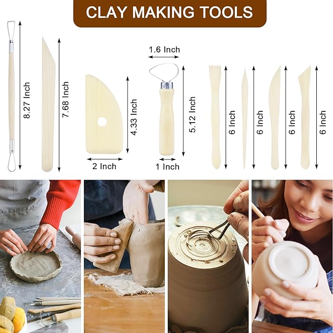 KIDOFLY Professional 43 PCS Clay Sculpting Tools Kit – Stainless Steel Pottery Tools with Storage Bag for Ceramics, Polymer Clay Art & DIY Crafting