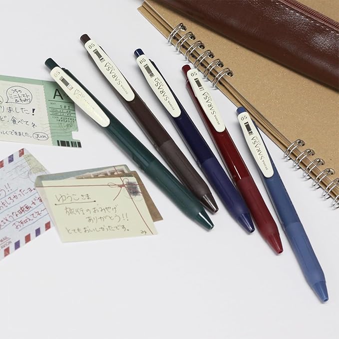 Zebra Pen Sarasa Clip Retractable Gel Pen, 0.5mm Fine Point, Dark Assorted Colors, Ideal for School Supplies and Teacher Supplies, 5-Pack (47455)