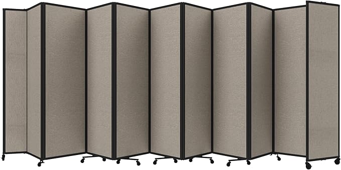 Versare Room Divider 360 Portable Wall Partition | Folding Panels | Large Freestanding Divider | Locking Wheels | Temporary Room Separator