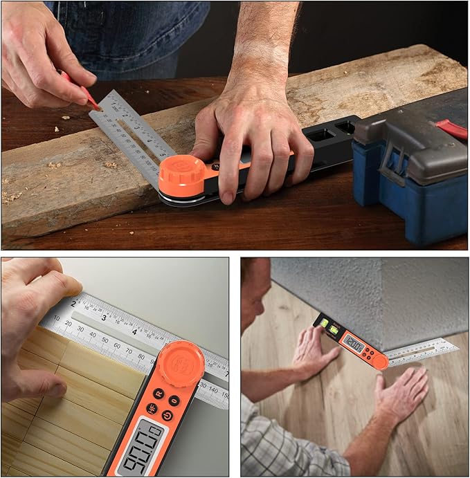 Digital Angle Finder Protractor 0-360 Degree T-Bevel Gauge & Protractor with Horizontal Vertical Bubble & Full LCD Display for Woodworking, Metalworking, Construction（7-Inch X 2Pcs）