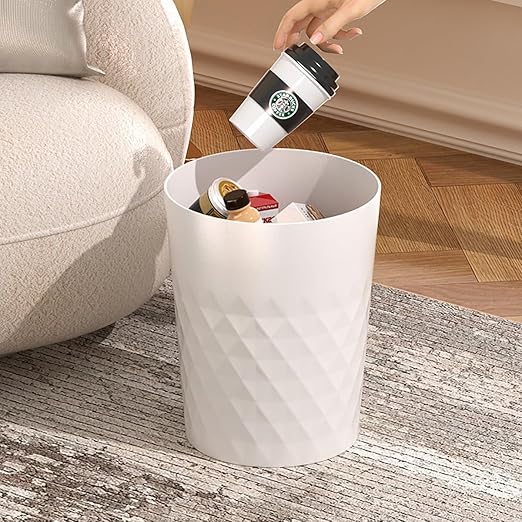 Small Bathroom Trash Can 2 Pack 1.8 Gallon Garbage Can Waste Basket Recycling Bin for Dorms Bedrooms Offices Kitchens, Black White