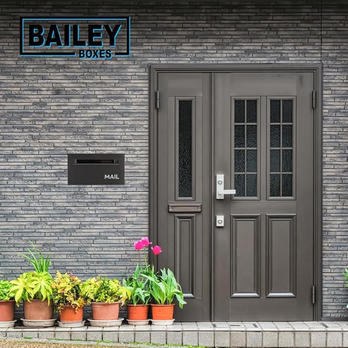 Brick-in Chute Through The Wall Stainless Steel Mailbox - Modern Architectural Locking Design - 8.75" H x 15.75" W - Enhance Your Home with The Melton from Bailey Boxes