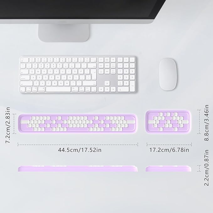 MEKASS Keyboard Wrist Rest, Ergonomic Wrist Pad, Soft Memory Foam Keyboard Hand Rest with Non-Slip Base, Easy Typing, Pain Relief, Comfort Support for Office Work Gaming Accessories (Purple White)
