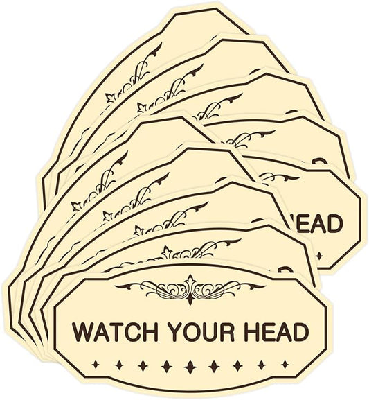 Signs ByLITA Victorian Watch Your Head Sign (Ivory/Dark Brown) - Medium 10 Pack