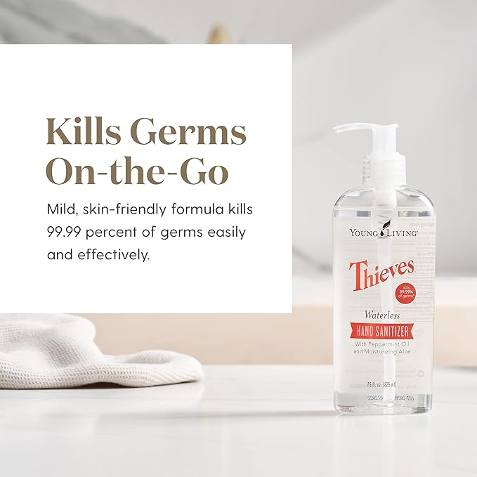 Young Living Thieves Hand Sanitizer – Essential Oil-Infused, Plant-Based, Quick-Drying, 7.6 fl oz