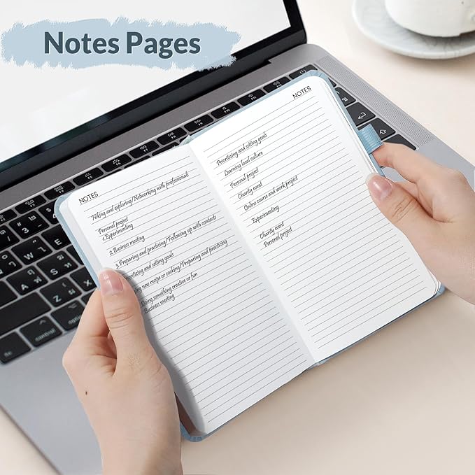 SUNEE 2026 Pocket Weekly Planner for Purse 3.5" x 6" - 12 Month (January 2026 - December 2026), Small Size Planner, Hardcover, Notes, Pocket, 100 GSM Paper, Gray Blue