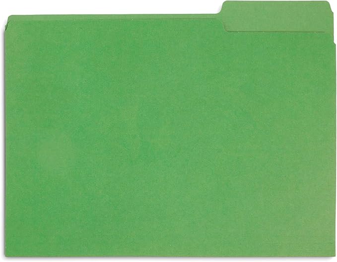 Blue Summit Supplies File Folder, 1/3 Cut Tab, Letter Size, Green, Great for Organizing and Easy File Storage, 100 Per Box