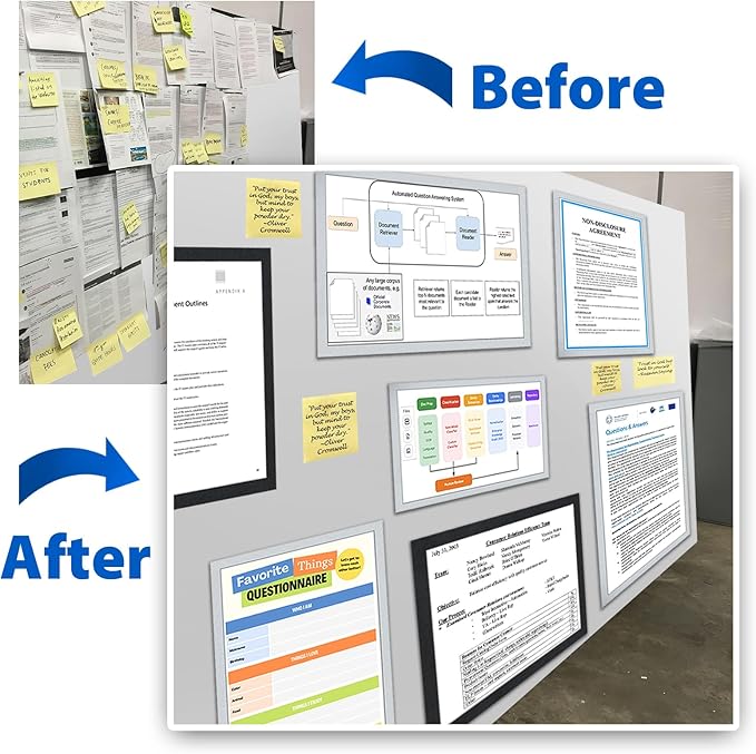 5Packs Magnetic Sign Holder 8.5 x 11, Self Adhesive Display Picture Frame with Magnetic Frame and Clear PVC for Office Store Home Door Window Refrige Magnetic Paper Holder, Silver