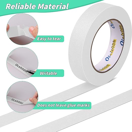 6 Rolls White Painters Tape Bulk 3 inch x 60 Yards, Total 360Yards, Painters Masking Tape No Residue Wall Painting Tape Artist Tape Trim Edge Finishing Tape for Wall Painting Decoration DIY Supplies