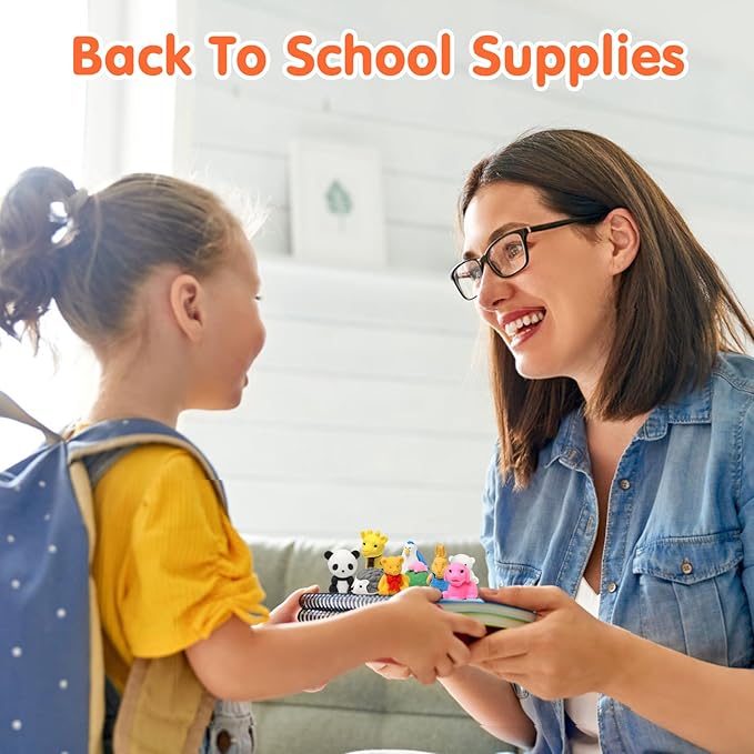 120 Pack Animal Pencil Erasers for Kids, 3D Mini Puzzle Take Apart Erasers, Desk Pets & Treasure Box Toys, Bulk Party Favors, Classroom Prizes, School Supplies, Gift for Boys & Girls